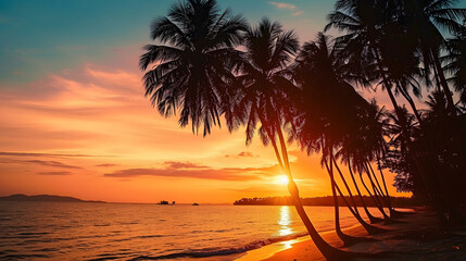 Silhouette Of Coconut Trees