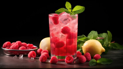 Drink beverage red ice cocktail alcohol fruit juice mint cold