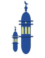 Stylized Blue Mosque, with moonlight, yellow light windows