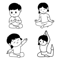 set of yoga pose vector