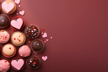 Obraz premium Valentine's Day Cupcake Assortment with Heart Decorations