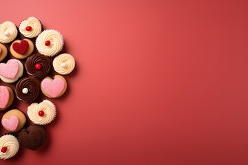 Valentine's Day Cupcake Assortment with Heart Decorations