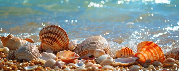 Shells and seashells on the beach