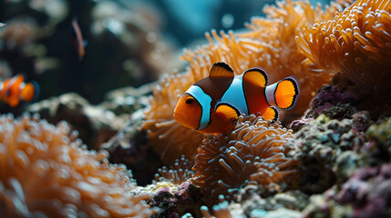 Fototapeta na wymiar beautiful clown fish swimming