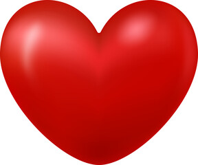 3d red heart illustration, cutout ,png isolated on transparent background.