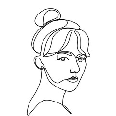 Woman Face Portrait Continuous One Line Drawing. Female Portrait Beautifull Outline Drawing Line Art. Female Line Abstract Portrait