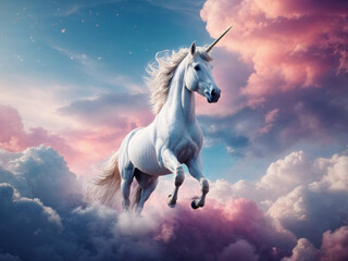 Obraz na płótnie Canvas A Unicorn in the sky, AI Generative