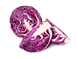 Obraz premium Cut fresh red cabbage isolated on white