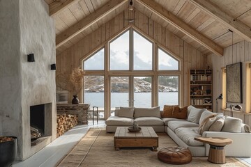 Scandinavian style rustic living room
