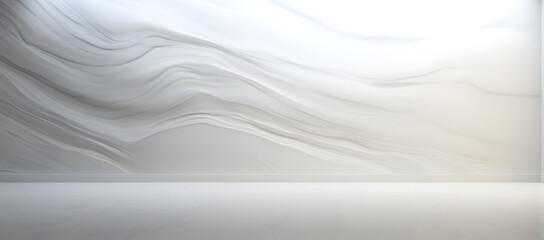 Obraz premium Minimal abstract light background for product presentation. light on white textured wavy plaster wall
