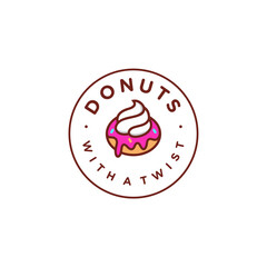 Donuts Logo Vector illustration. Design element for restaurant menu illustration or for logotype.