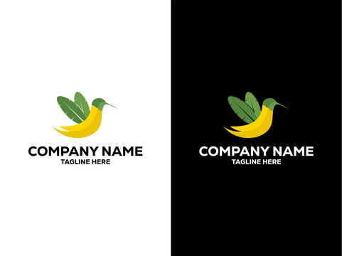 banana logo in bird shape vector design template