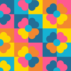Colorful Retro Flower Pattern for Cheerful Designs
