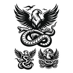 Eagle and snake logo for business or company