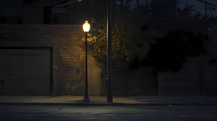 A lone streetlamp at night - obrazy, fototapety, plakaty