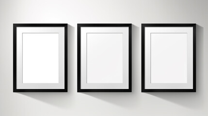 Realistic picture frames isolated on white background