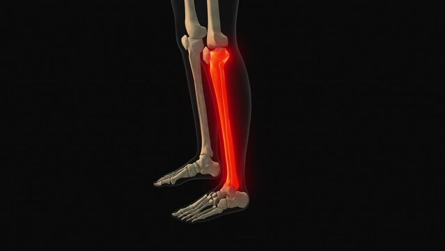 Medical animation of the tibia fibula bone pain