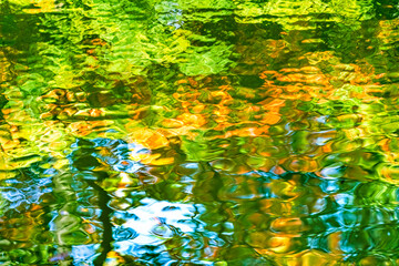 Orange Green Blue Water Reflection Abstract Habikino Osaka Japan