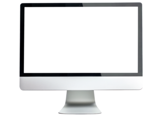 Modern Computer Monitor Front View, Transparent Background