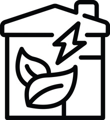 Full energy house icon outline vector. Building accumulator. Ecology recycle - obrazy, fototapety, plakaty