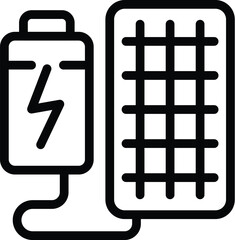 Battery charging solar panel icon outline vector. Ecology wind. Panel grid