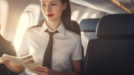 Air Hostess at work on a passenger flight