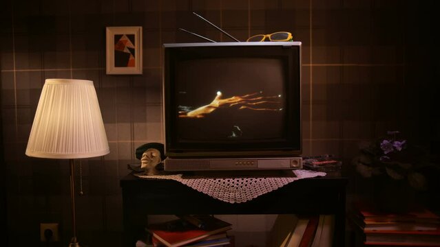 Romantic movie on retro TV