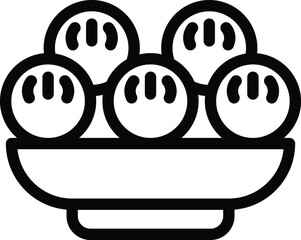 Food hot bowl icon outline vector. Wonton asian. Dish pasta