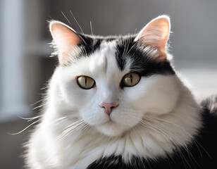 black and white cat portrait