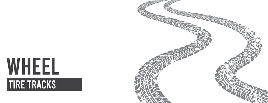 Creative vector illustration of wheel tire tracks.
