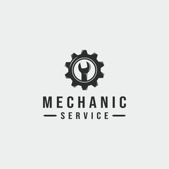 mechanic logo vintage vector illustration template icon label design