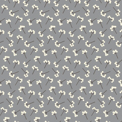 Seamless pattern of scattered berry branches. Natural, modern, and chic design for wallpaper, fabric, background, etc.