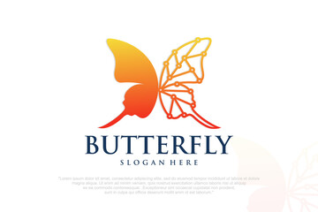 Abstract butterfly gradient logo design template . Vector illustration .