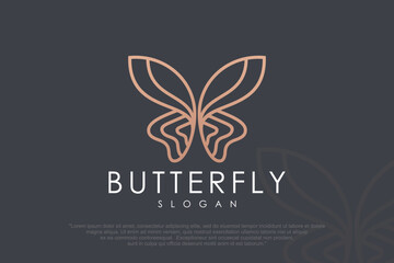 Butterfly line drawing. butterfly logo. vector illustration