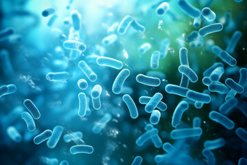 Lactobacillus casei or lactic acid bacteria as probiotic. Generative AI - obrazy, fototapety, plakaty