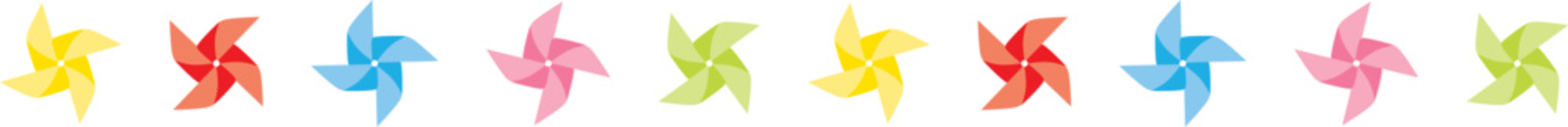 カラフルな風車のライン