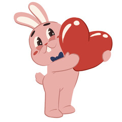 Cute bunny with heart sign valentine cartoon character