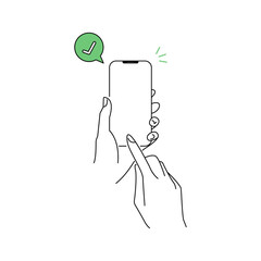Simple illustration of a hand holding a smartphone