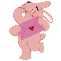 Fototapeta premium Cute bunny holding love letter valentine cartoon character