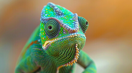 Fototapeta premium chameleon on a green background