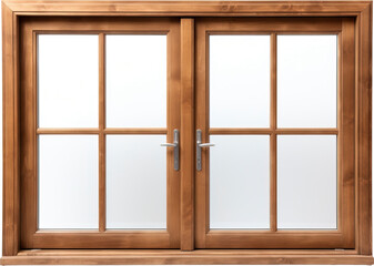 Fototapeta premium Wooden window isolated on transparent background. PNG