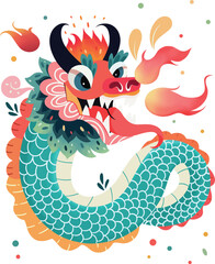 Vector flat greeting card template for chinese new year festival