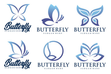 set of Butterfly logo design template . Vector illustration