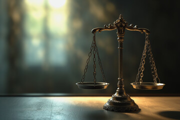a justice scale on metal background