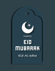 Islamic Eid Mubarak Celebration Tags with Crescent and Star.
