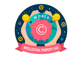 World Intellectual Property Day Vector Illustration on 26 April with Brain and Light Bulb for Innovation and Ideas Creativity Concept Background