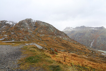 View of Landscape mountain in autumn nature and environment at swiss