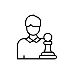 Chess player outline icons, minimalist vector illustration ,simple transparent graphic element .Isolated on white background