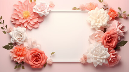 Floral frame with decorative flowers, decorative flower background pattern, floral border background