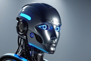 Digital Graphic AI Artificial Intelligence Robot Head Futuristic